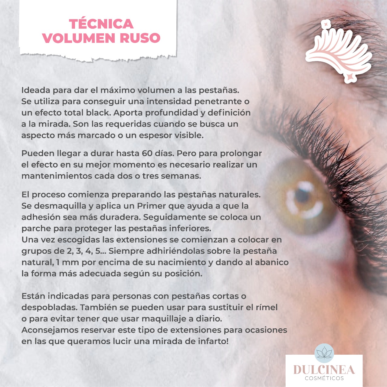 Extension de pestañas. Técnica volumen ruso