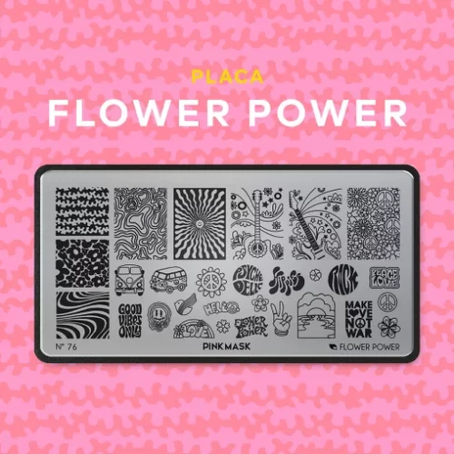 placa de stamping flower power 76 pink mask