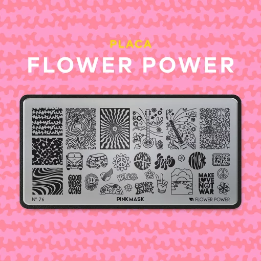 placa de stamping flower power 76 pink mask