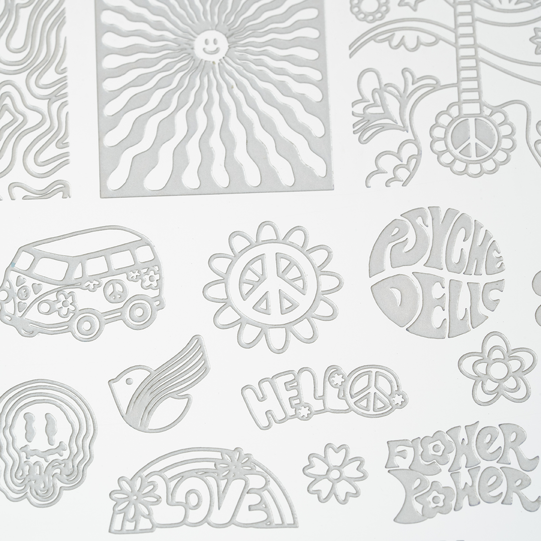 placa de stamping flower power 76 pink mask