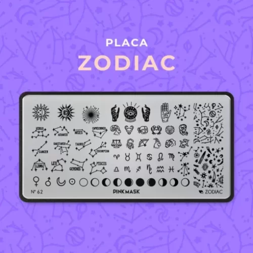 placa de stamping zodiac 62 pink mask
