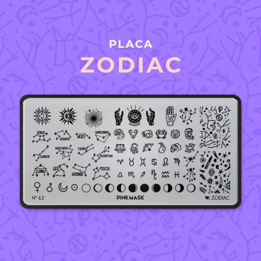 placa de stamping zodiac 62 pink mask