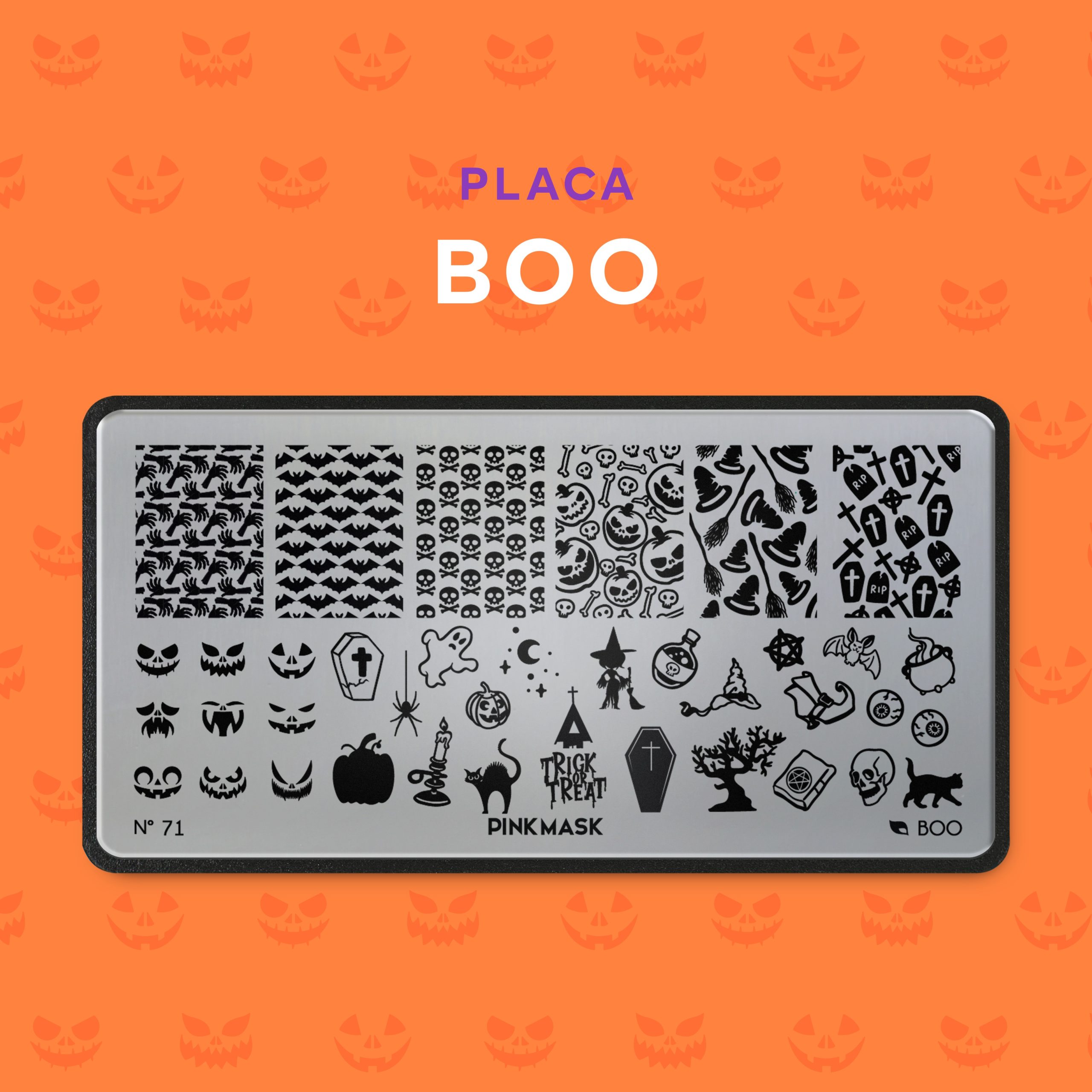 placa de stamping boo 71 pink mask