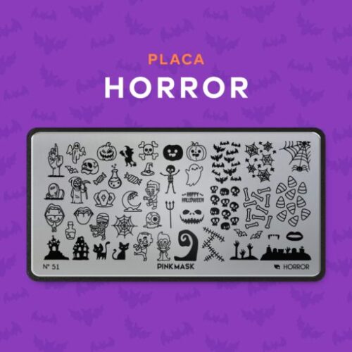 placa de stamping horror 51 pink mask