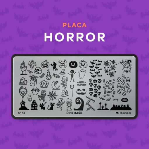 placa de stamping horror 51 pink mask