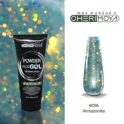 powder gel cherimoya 16 glitter turquesa