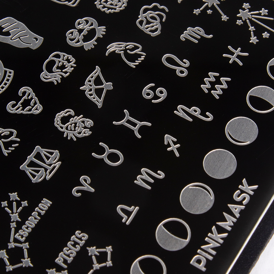 placa de stamping zodiac 62 pink mask