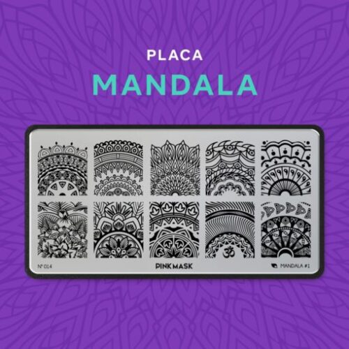 placa de stamping mandala 14 pink mask