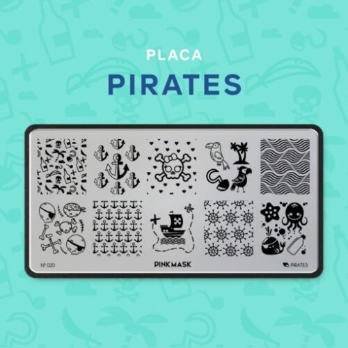 placa de stamping pirates 20 pink mask