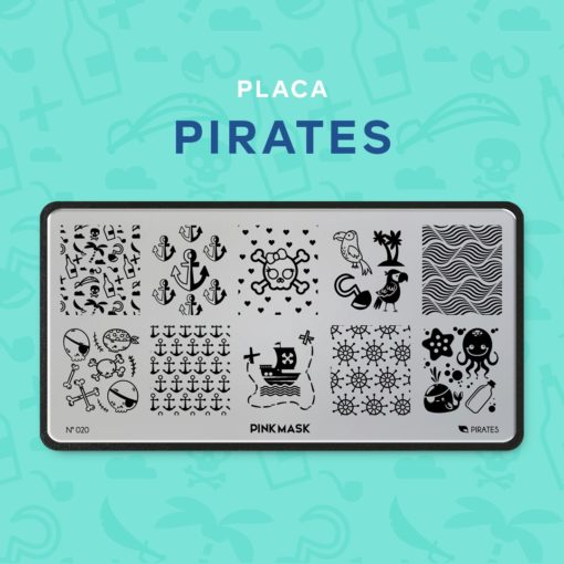 placa de stamping pirates 20 pink mask