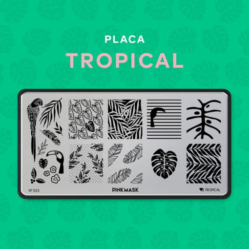 placa de stamping tropical 23 pink mask