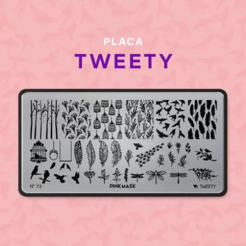 placa de stamping tweety 73 pink mask
