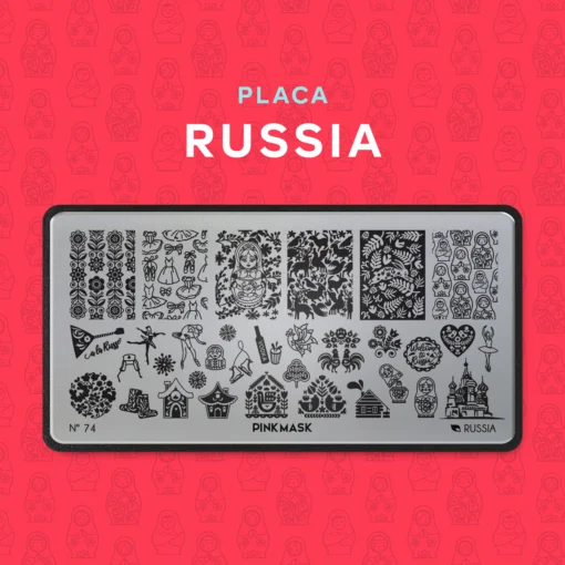 placa de stamping russia 74 pink mask