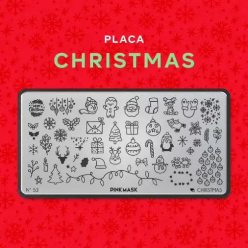 placa de stamping christmas 52 pink mask