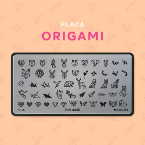 placa de stamping origami 68 pink mask