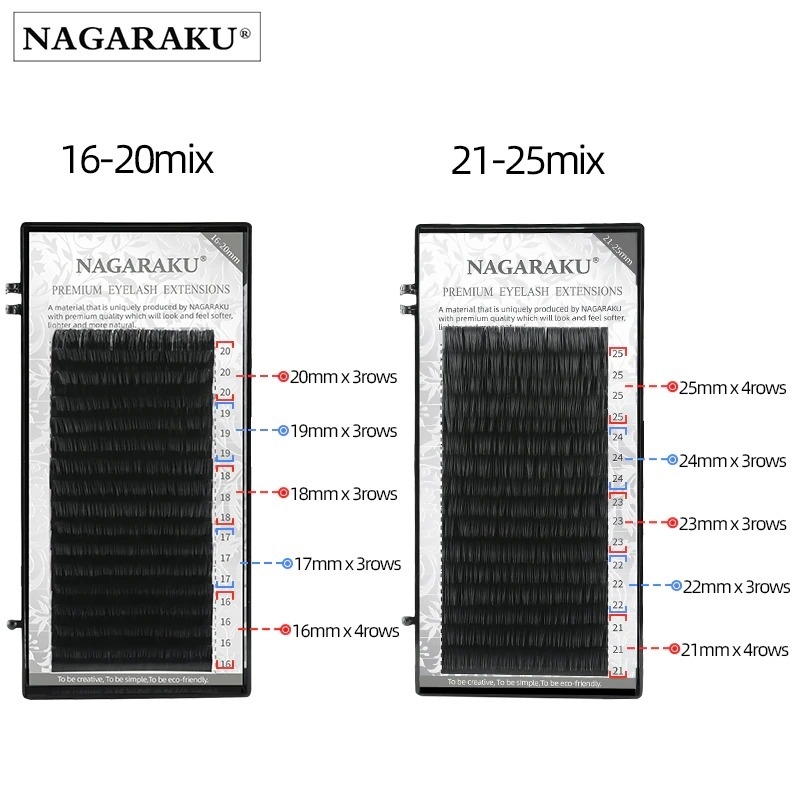 Extensiones de pestañas mix largos americanos 0.05D NAGARAKU