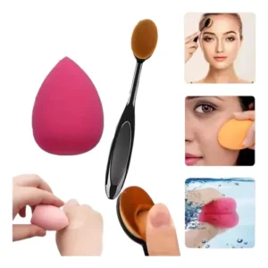 kit de esponja + brocha oval + limpia brocha