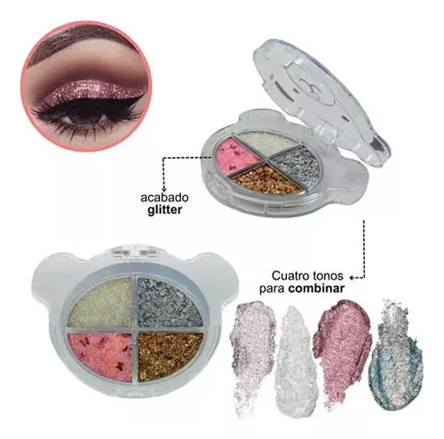 sombra glitter osito pink 21