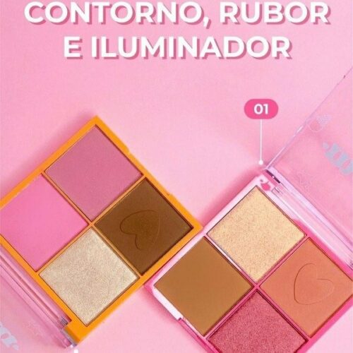paleta de contornos rubores e iluminadores melu ruby rose