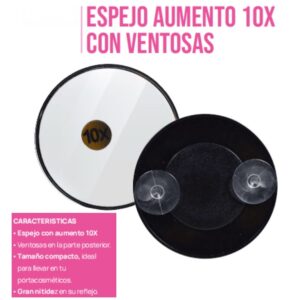 Espejo con aumento 10X y ventosa grande PINK 21