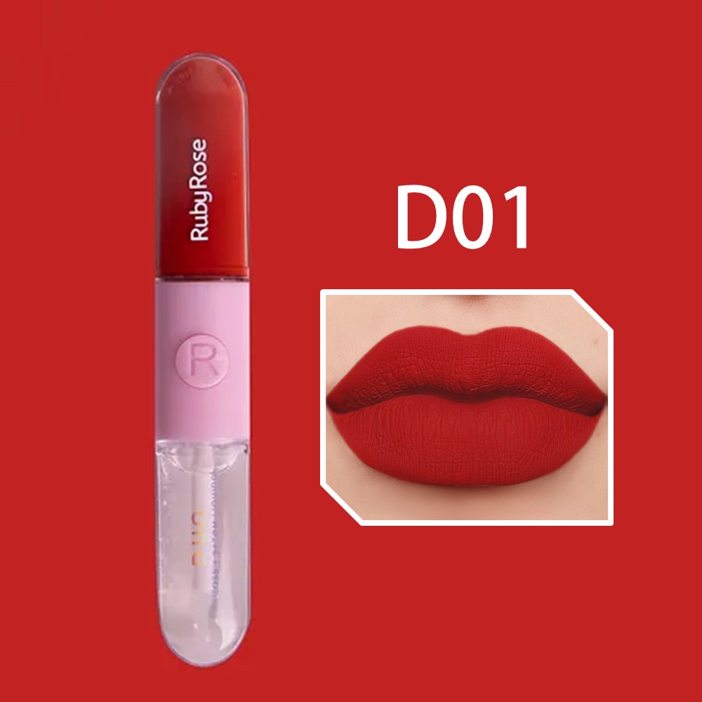 duo gloss + batom liquido mood ruby rose 01