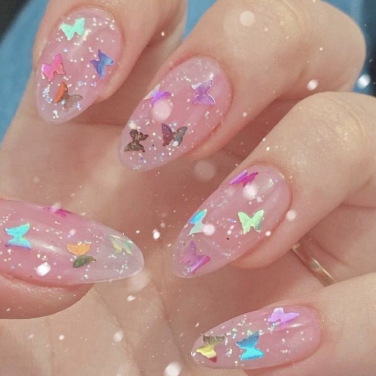 confeti diseños color pastel mariposa