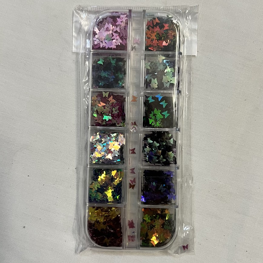 confeti con diseños neón y metalizados mariposa