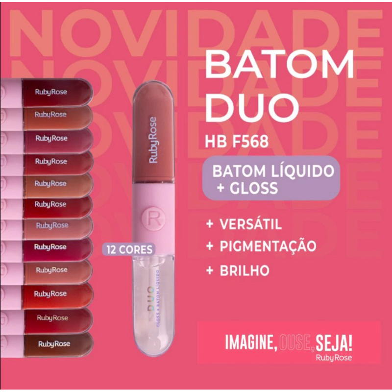 duo gloss + batom liquido mood ruby rose