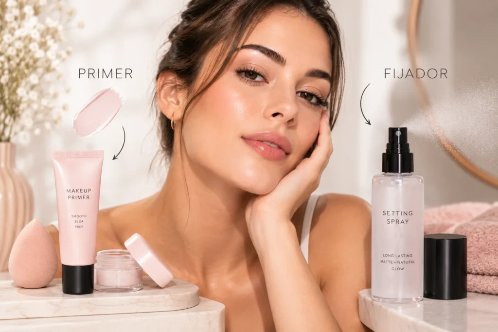 Primer vs. fijador de maquillaje: diferencias y cuál necesitas